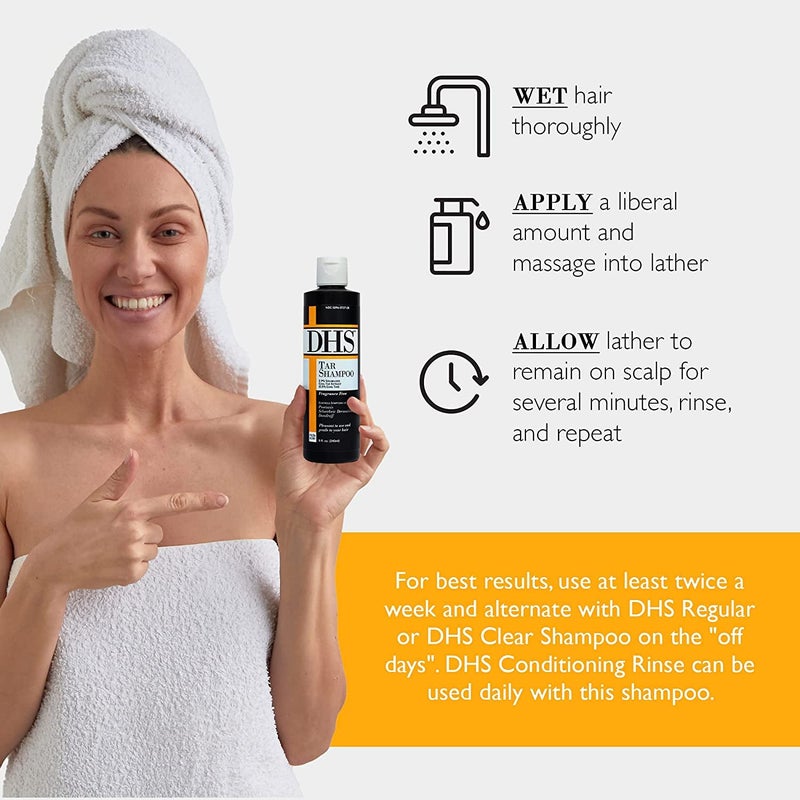 DHS Person & Covey, Inc Coal Tar Shampoo - Dandruff Shampoo for Men & Women, Psoriasis & Dandruff Hair Care for Itchy Scalp, Unscented Seborrheic Dermatitis Hair Care - 8 Fl Oz, Pack of 2 - Image 2